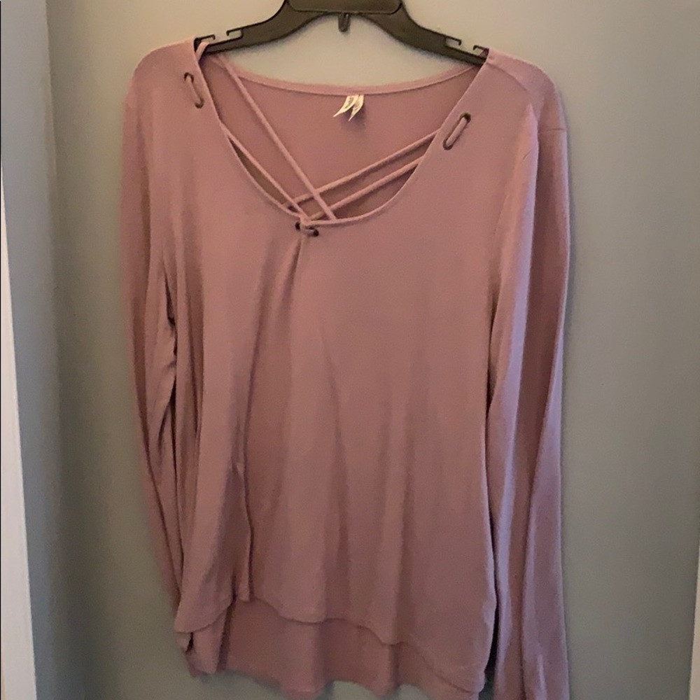 purple long sleeve shirt